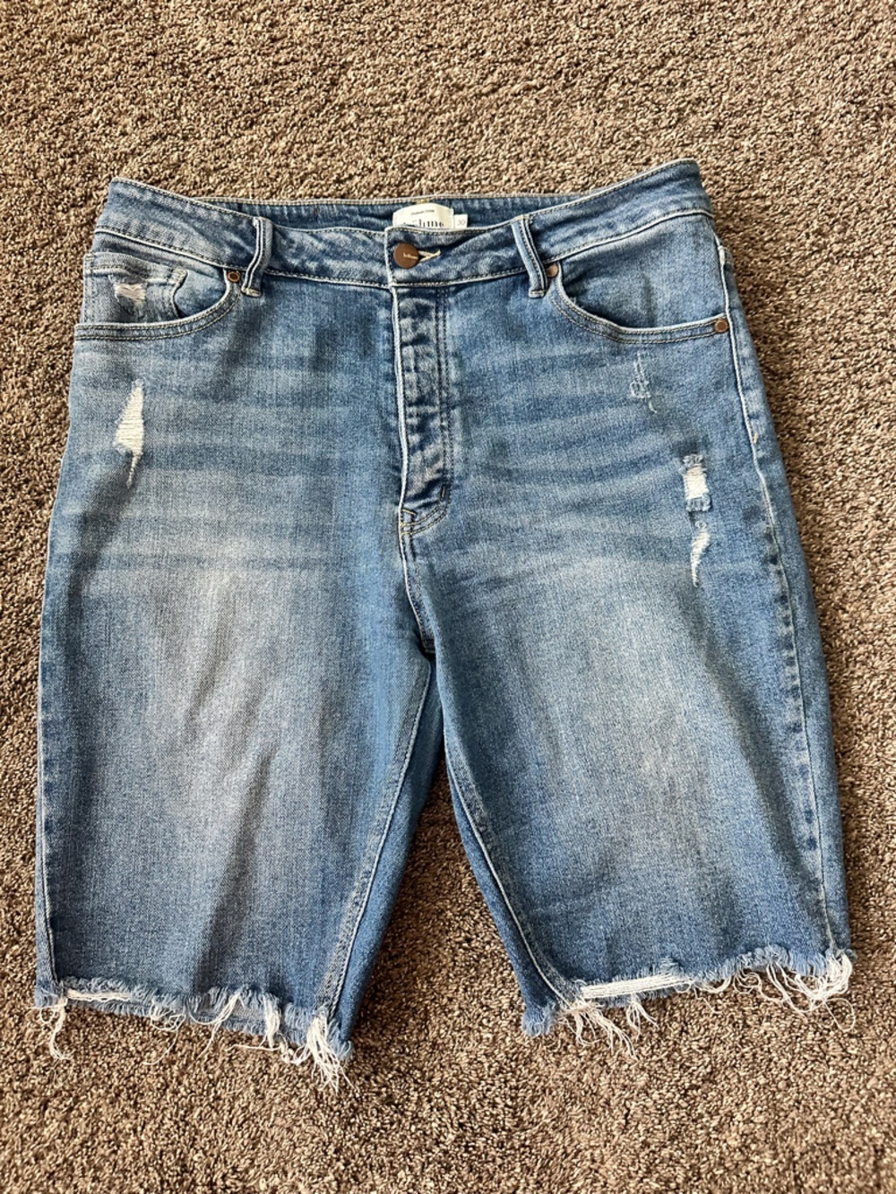 Böhme Distressed High Rise Button Fly Bermuda Shorts Size 30 Boho Festival